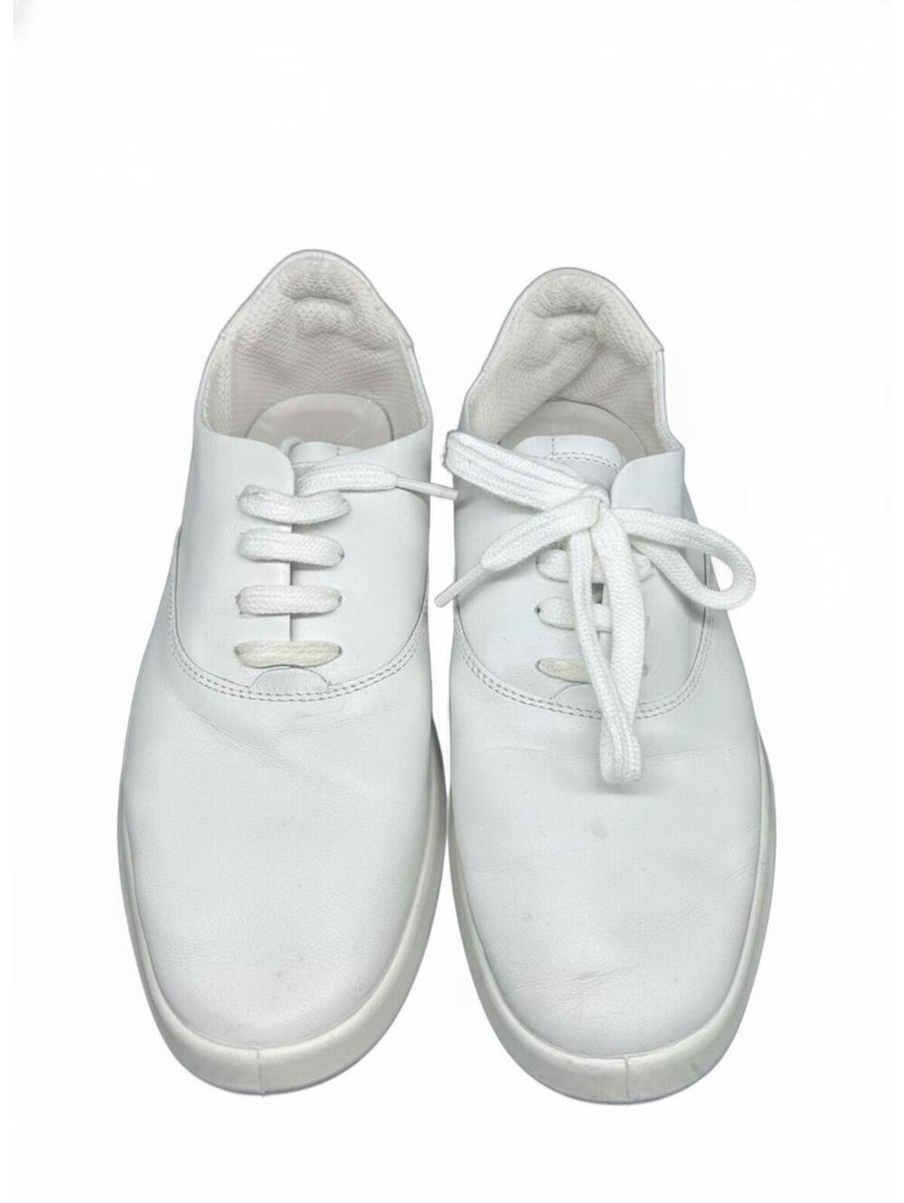 ECCO White Leather Lace-Up Sneakers Size 39 - Picture 2 of 9